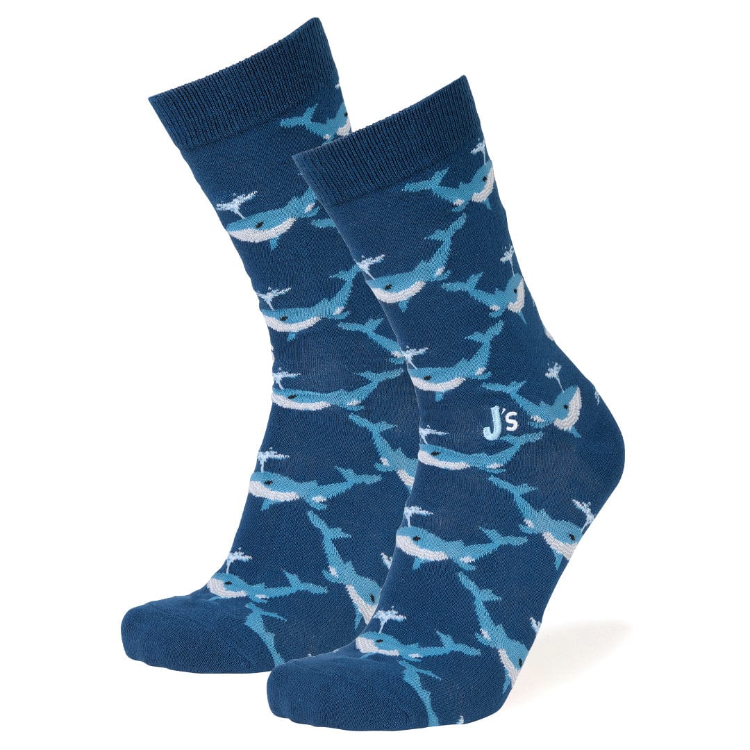 Whales Men's Crew Socks Blue