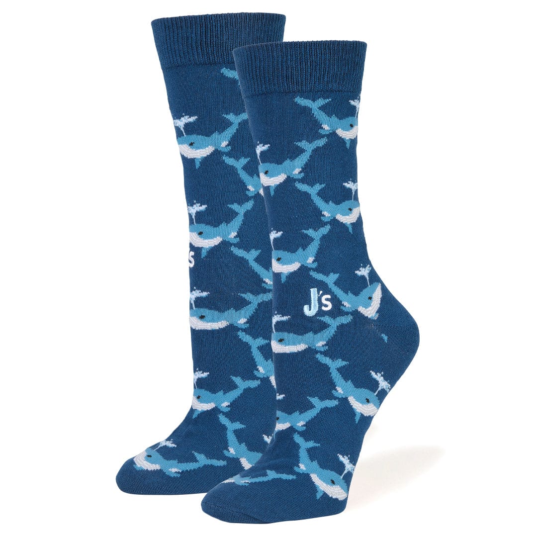 Whales Women's Crew Socks Blue
