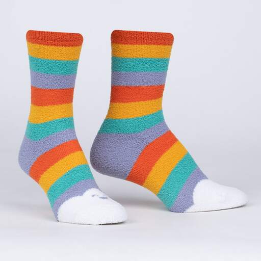 Happy Toes Women's Fuzzy Crew Slipper Socks Multi