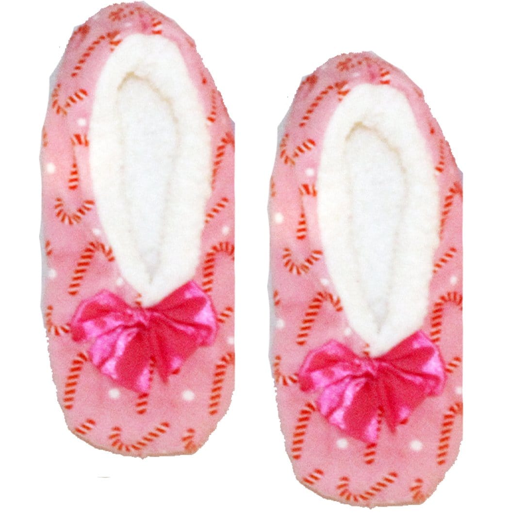 Candy Cane Pink Fuzzy Sherpa Slipper Socks Pink / Small