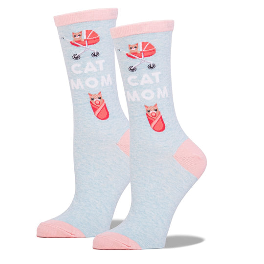 Cat Mom Women's Crew Sock Mint