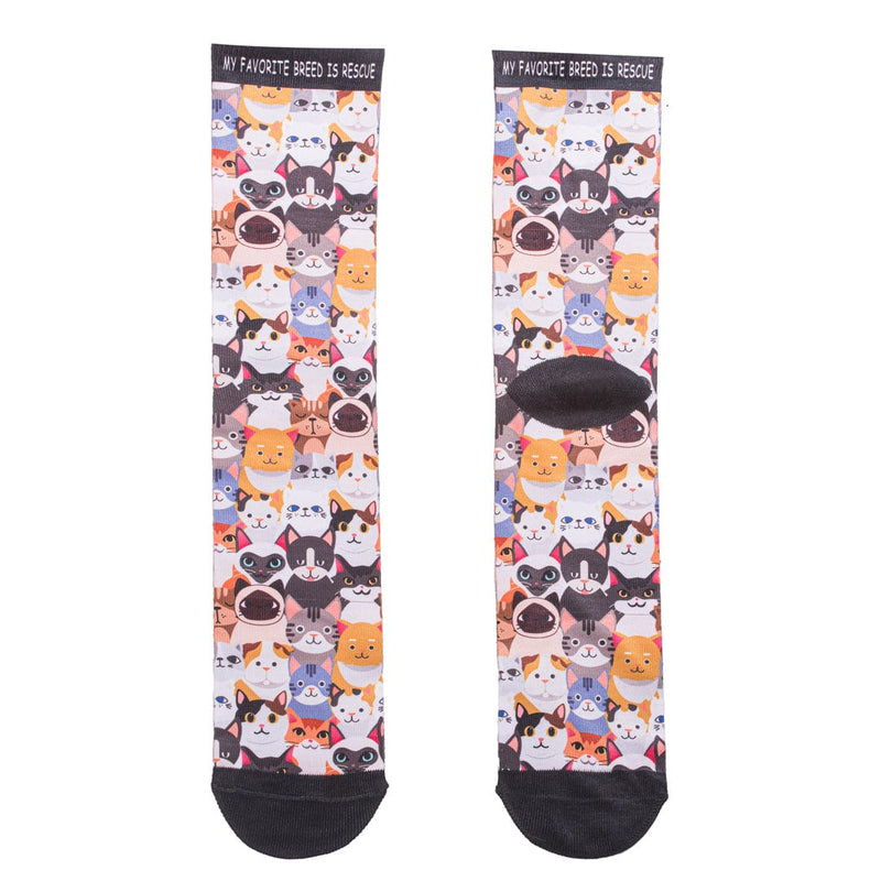 Cat Rescue My Favorite Breed is Rescue Crew Sock Multi