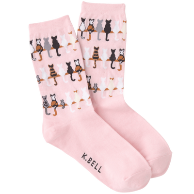 Cat Tails Women's Crew Socks - Pink - John's Crazy Socks