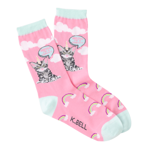 Cat Unicorn Women&#39;s Crew Socks Pink