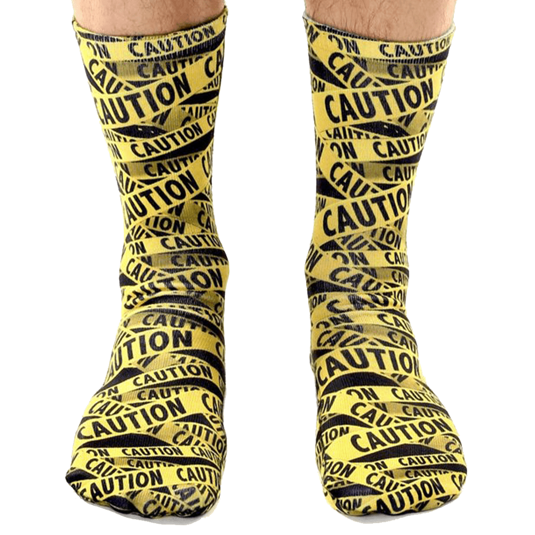 Caution Unisex Crew Socks Yellow