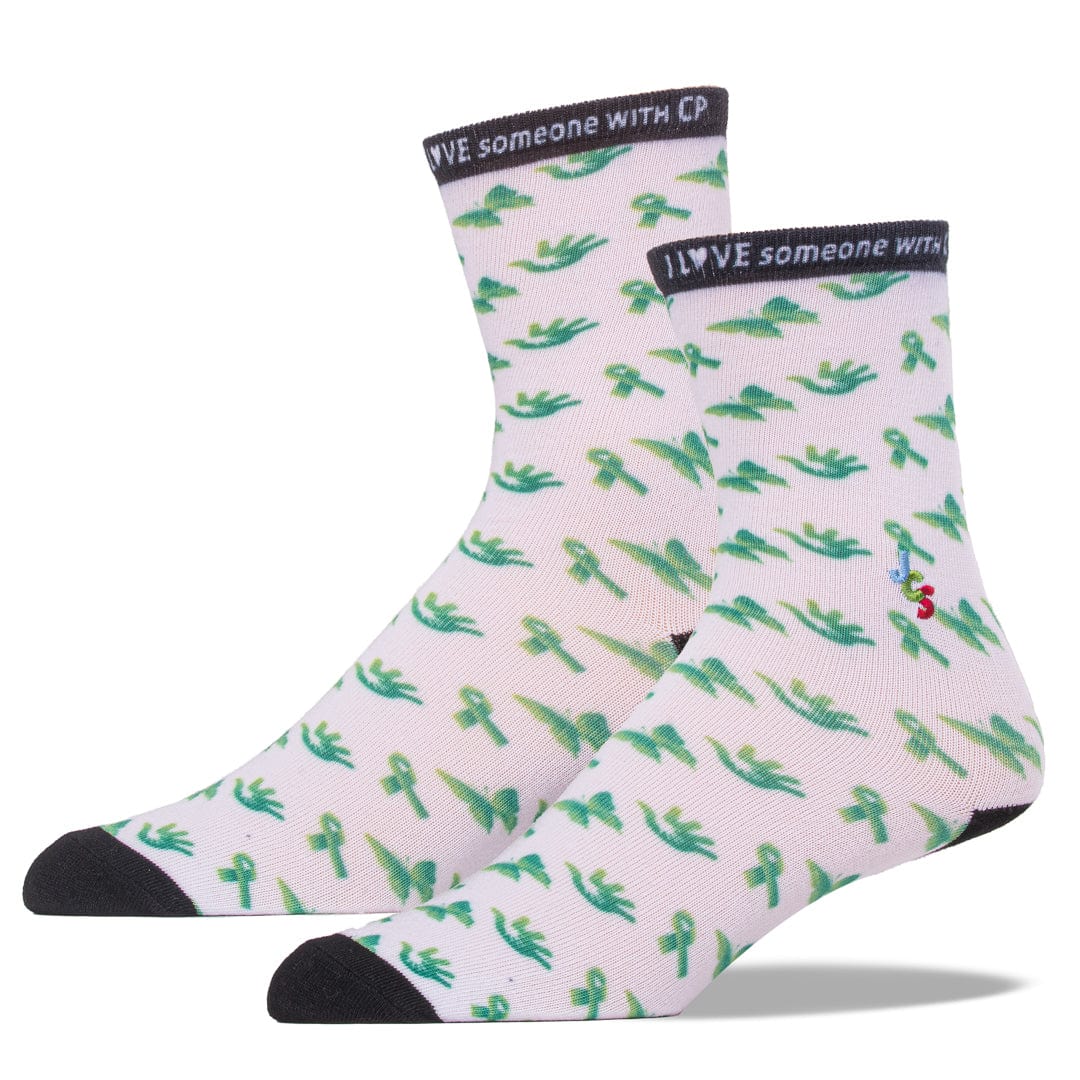 Cerebral Palsy Awareness Pattern Crew Sock White