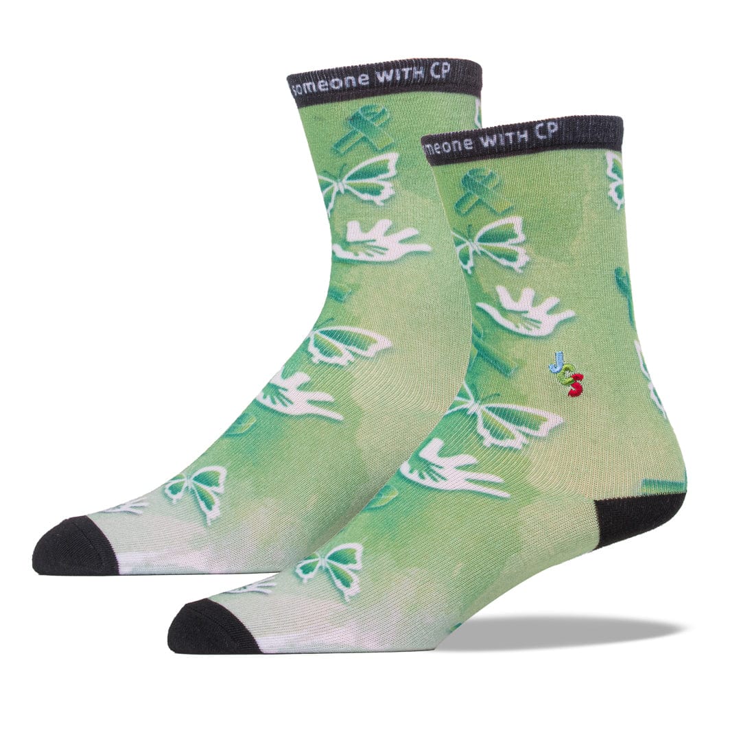 Cerebral Palsy Awareness Watercolor Crew Sock Green