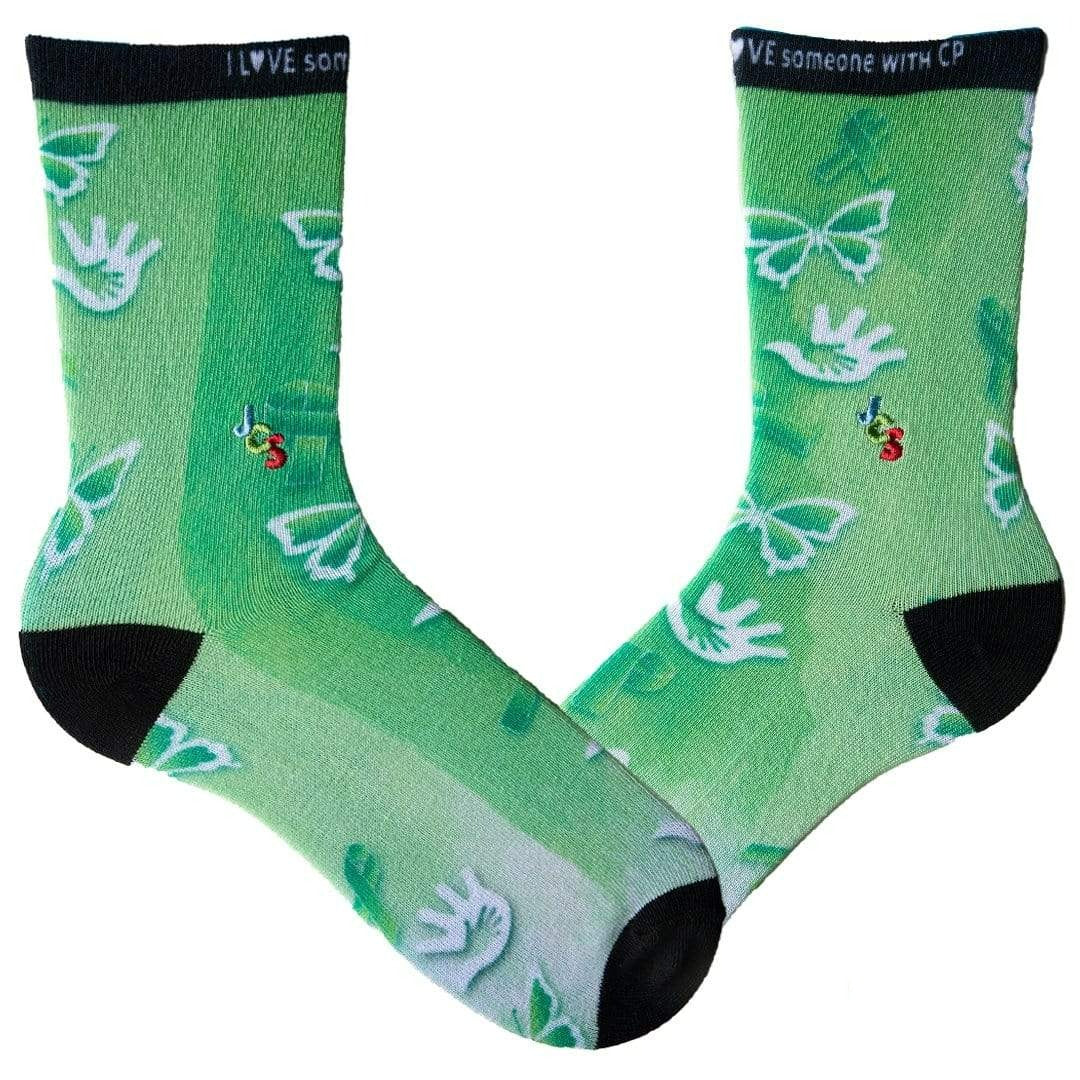 Cerebral Palsy Awareness Watercolor Crew Sock Green