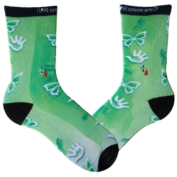 Cerebral Palsy Awareness Watercolor Crew Sock Green