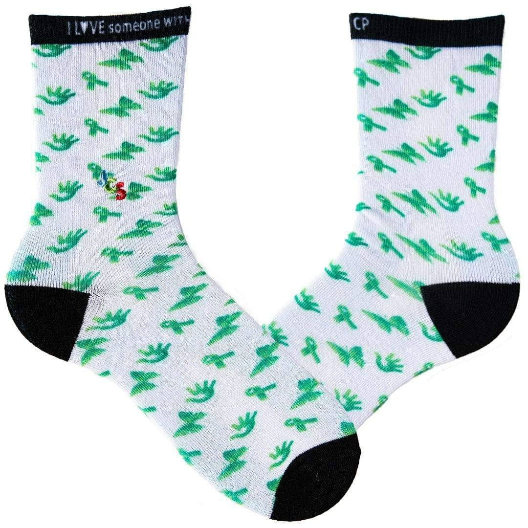 Cerebral Palsy Awareness Pattern Crew Sock White