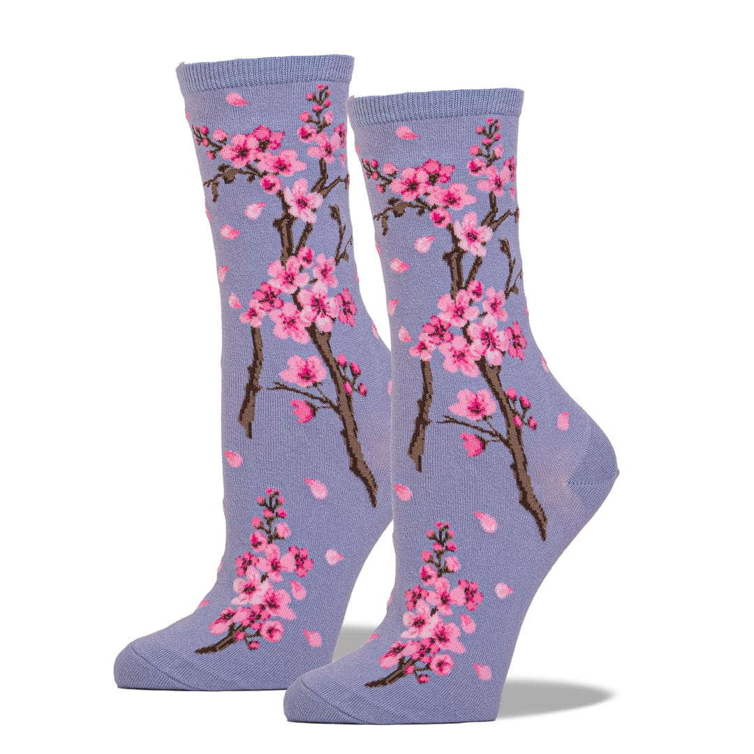 Cherry Blossom Women&#39;s Crew Sock Purple
