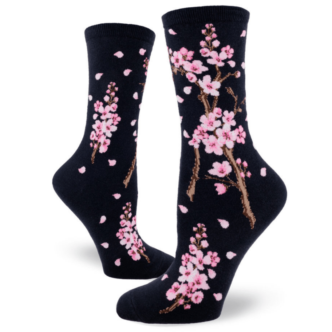 Cherry Blossom Women&#39;s Crew Socks Blue