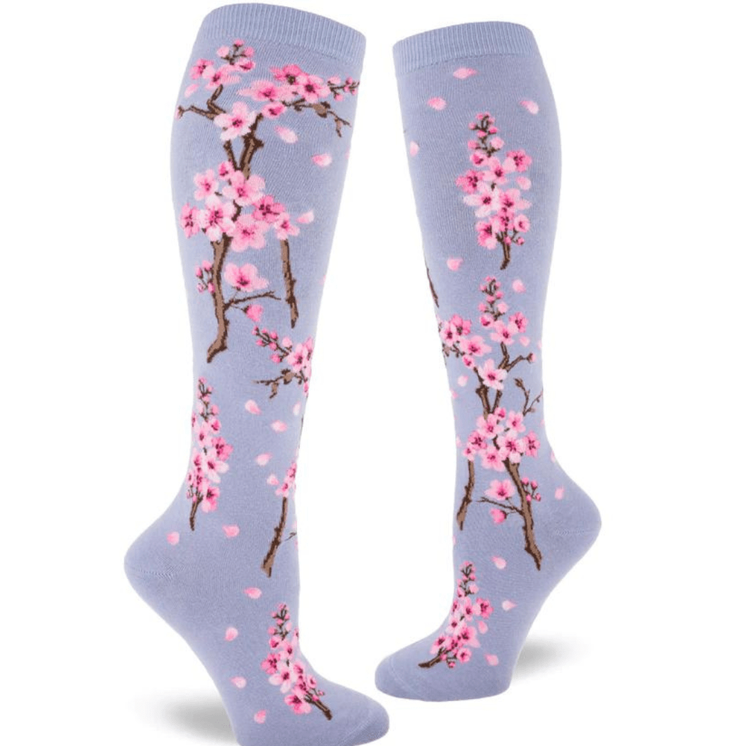 Cherry Blossom Women's Knee High Socks Purple