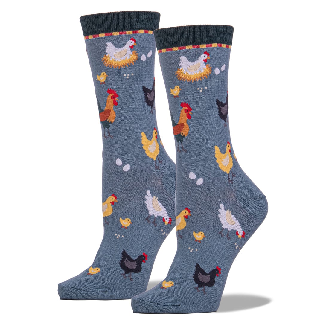 Chickens Socks Women&#39;s Crew Sock blue