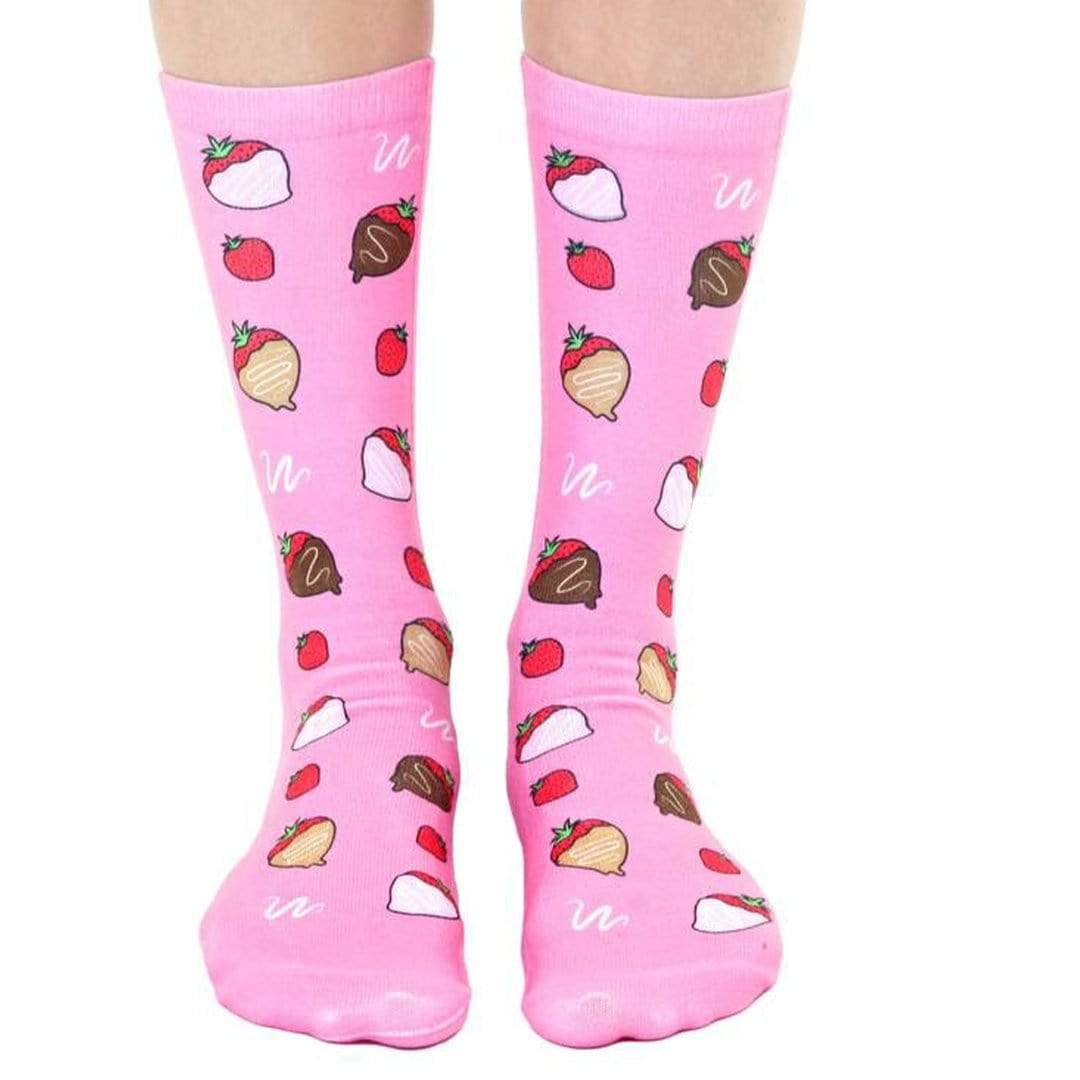 Chocolate Strawberries Unisex Crew Sock Pink