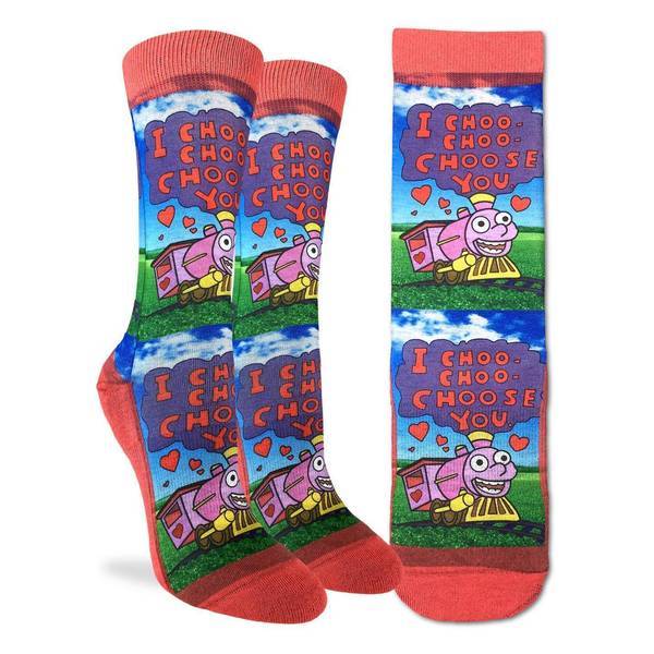 I Choo Choo Choose You Socks Women&#39;s Active Fit Crew Sock Pink