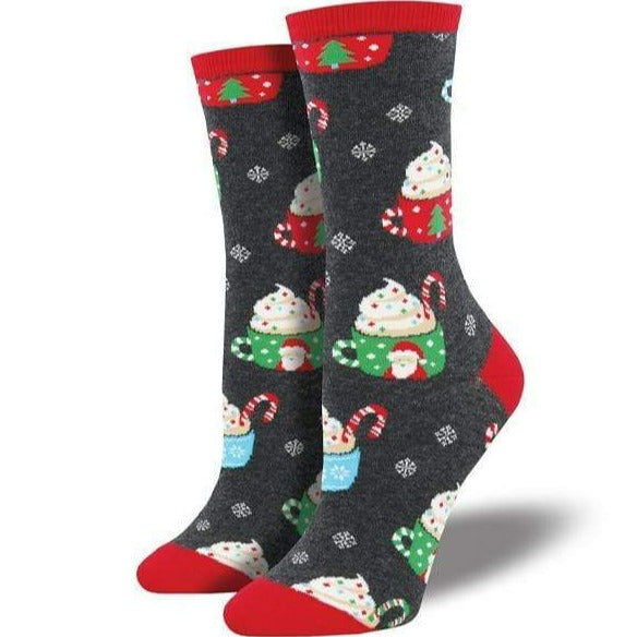 Christmas Cocoa Socks Women's Crew Sock Grey