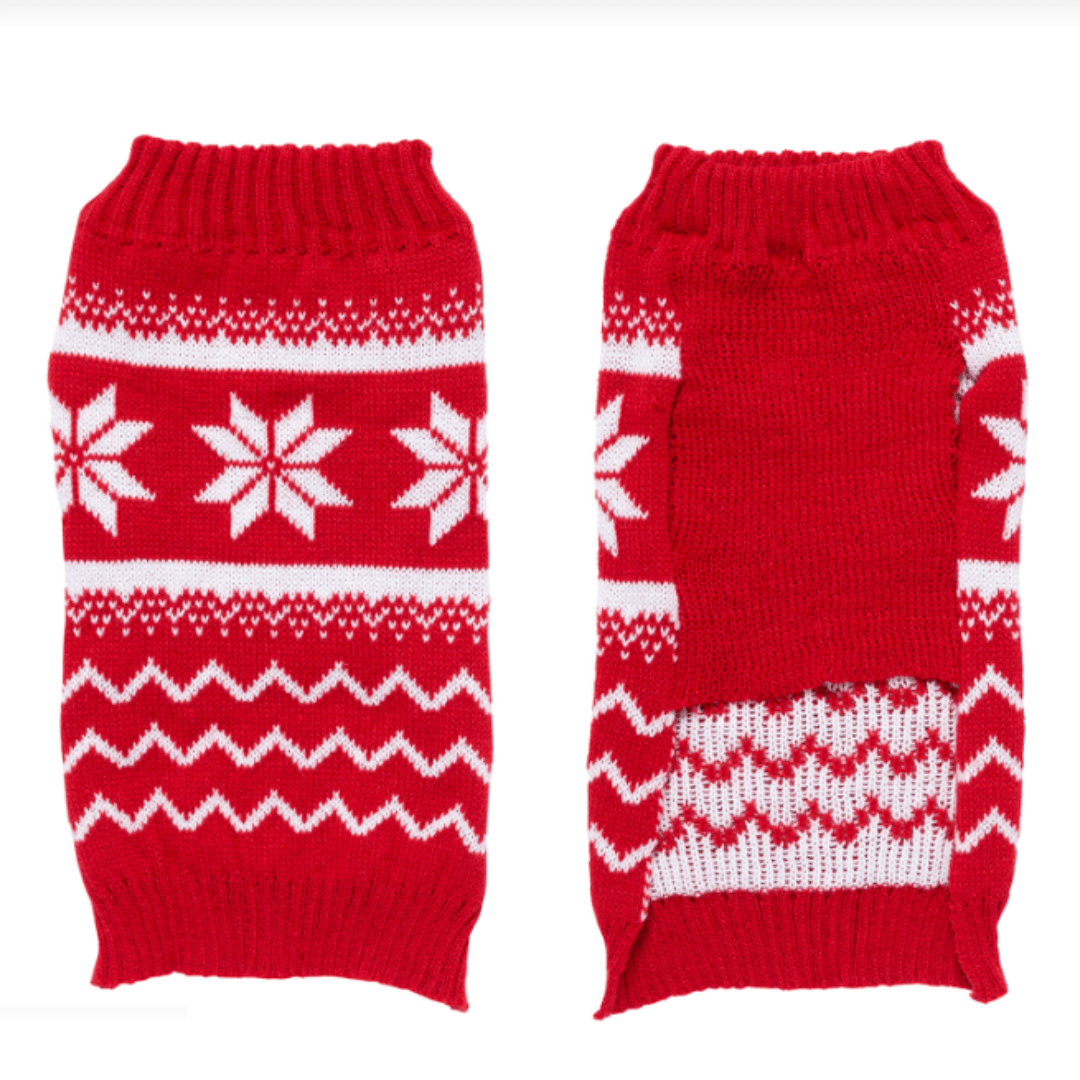 Christmas Fairisle Dog Sweater Red / Medium