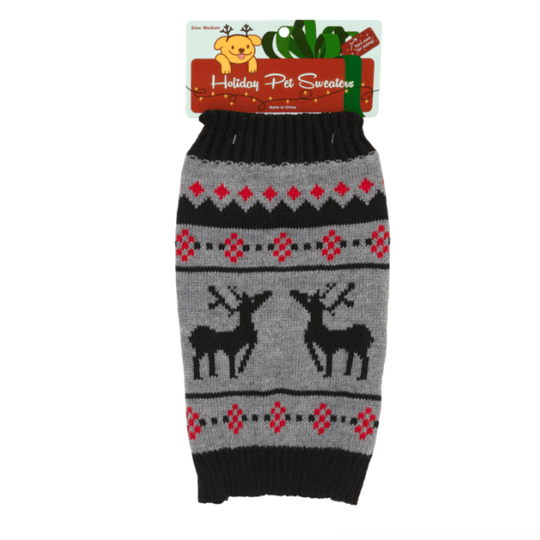 Christmas Reindeer Dog Sweater Grey / Small