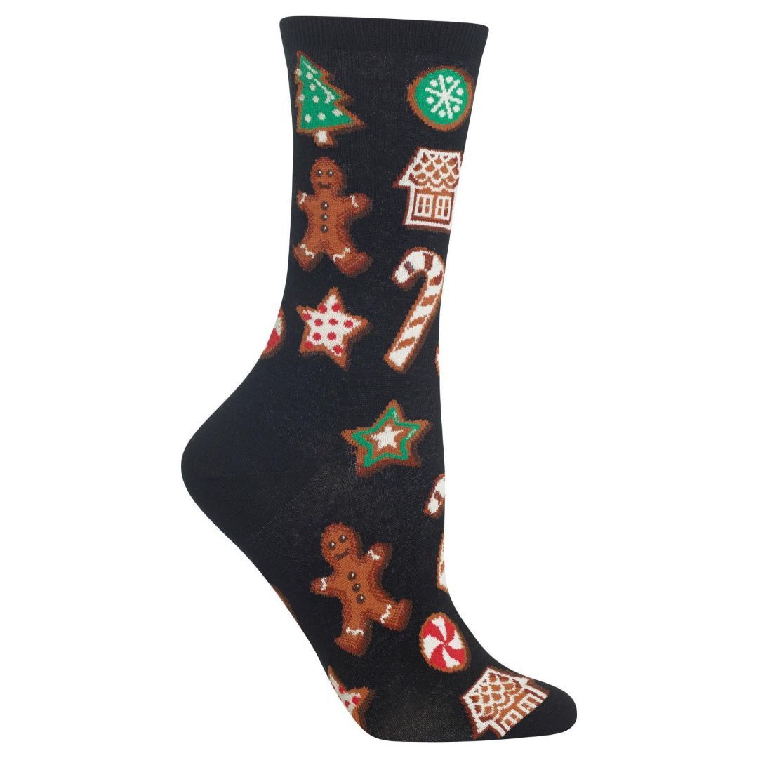 Christmas Cookies Socks Women&#39;s Crew Sock Black