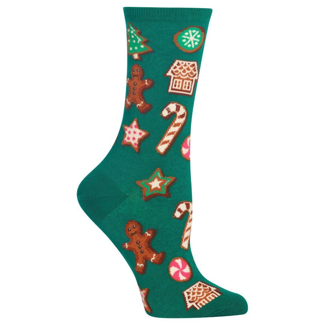 Christmas Cookies Socks Women&#39;s Crew Sock Green