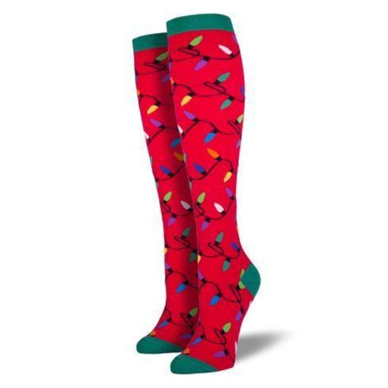 Christmas Lights SocksWomen&#39;s Knee High Sock Red