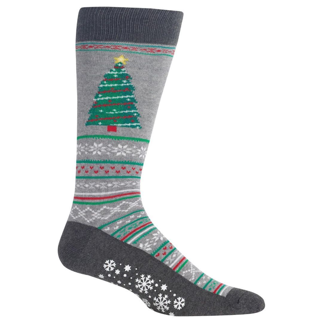 Christmas Tree Socks Men&#39;s Crew Sock Grey