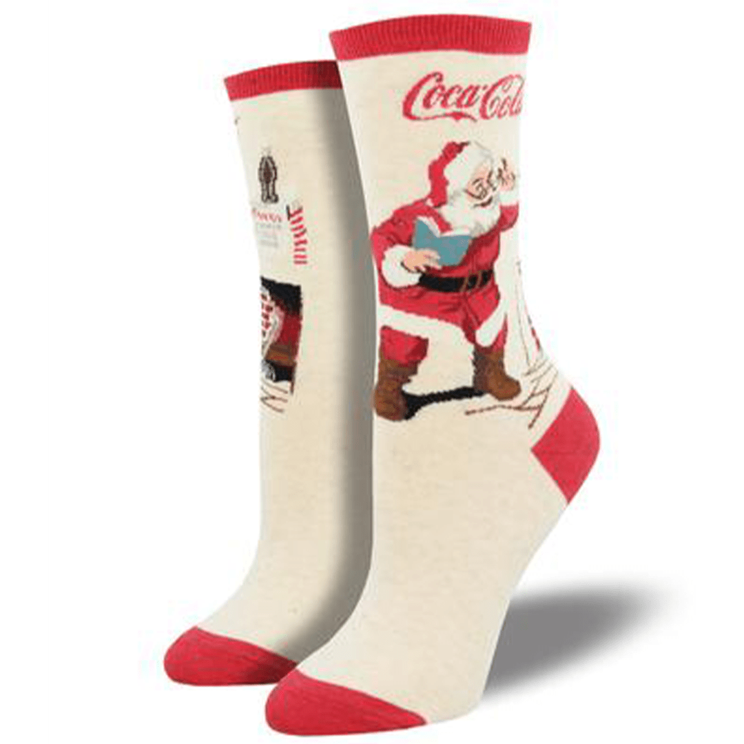 Classic Coke Santa Women's Crew Sock Ivory
