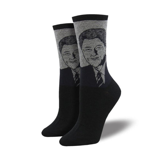 Bill Clinton Socks Women's Crew Sock Grey