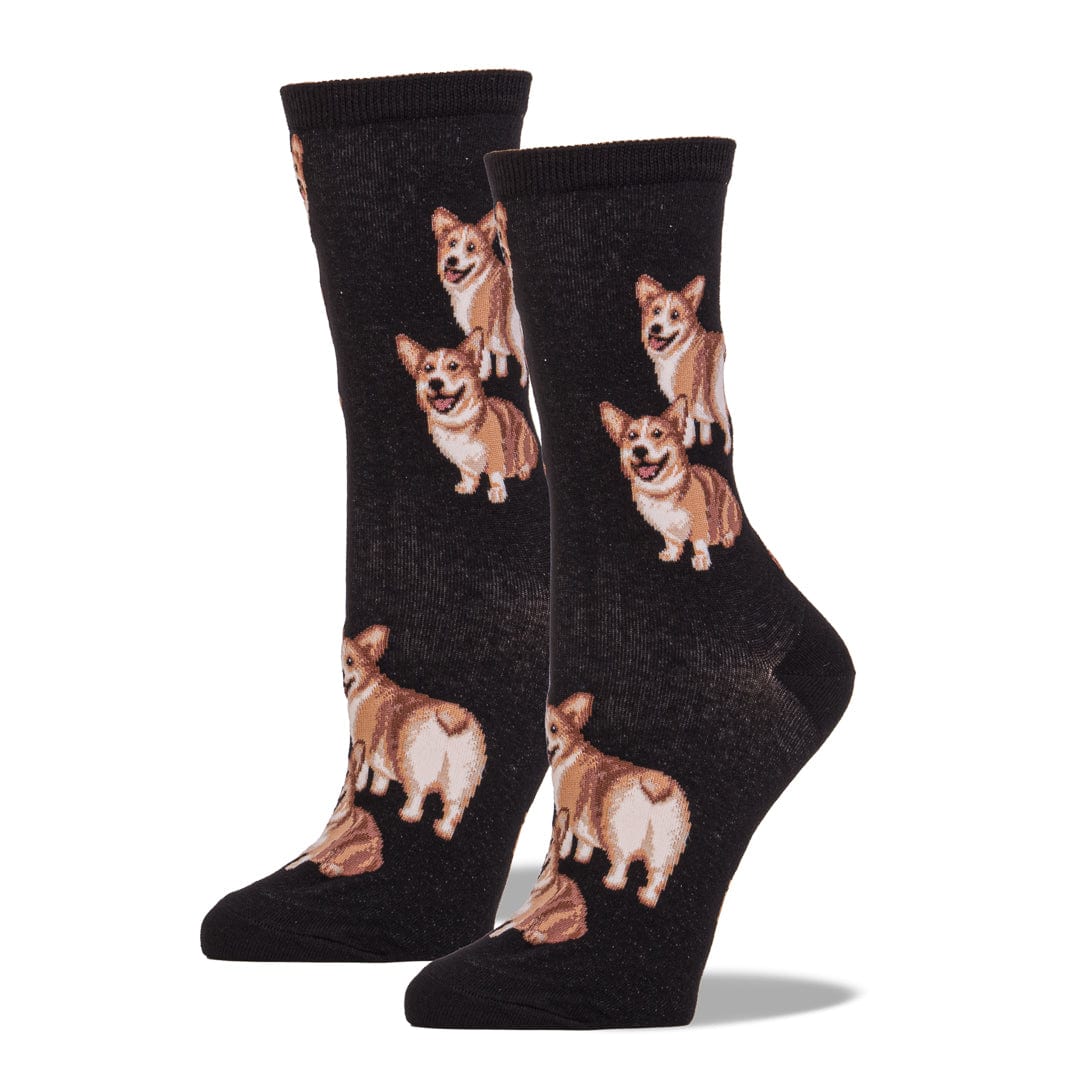 Corgi Butt Socks Women's Crew Sock Black