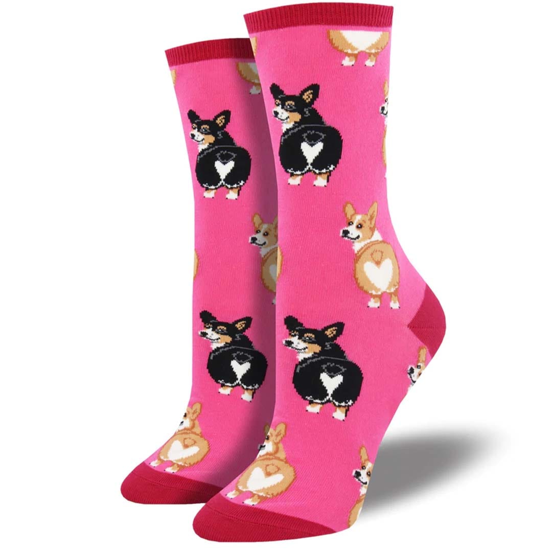 Corgi Butt Women's Crew Sock Pink