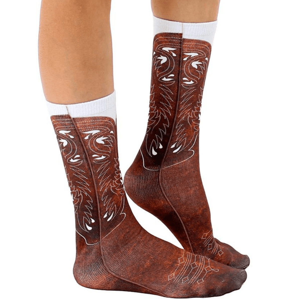 Cowboy Boot Unisex Crew Sock White