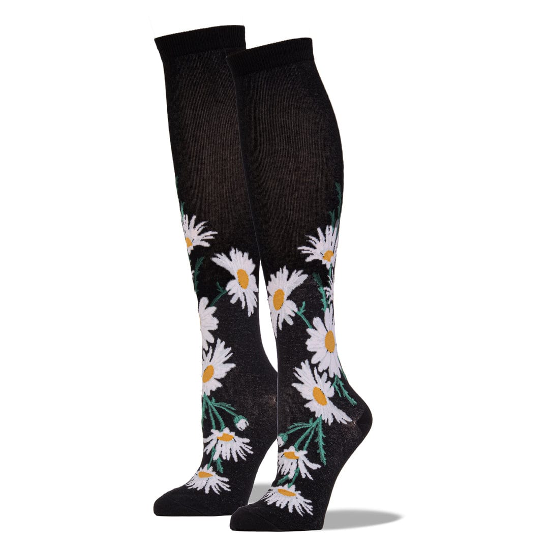 Crazy for Daisies Socks - Knee High Socks black