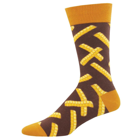 Crinkle Cut Men's Crew Sock Brown