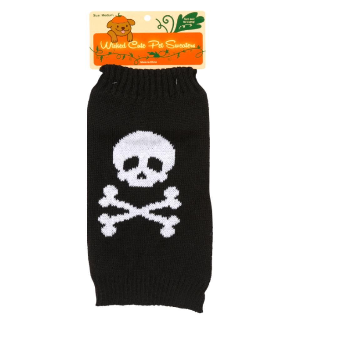 Halloween Cross Bones Dog Sweater Black / Small