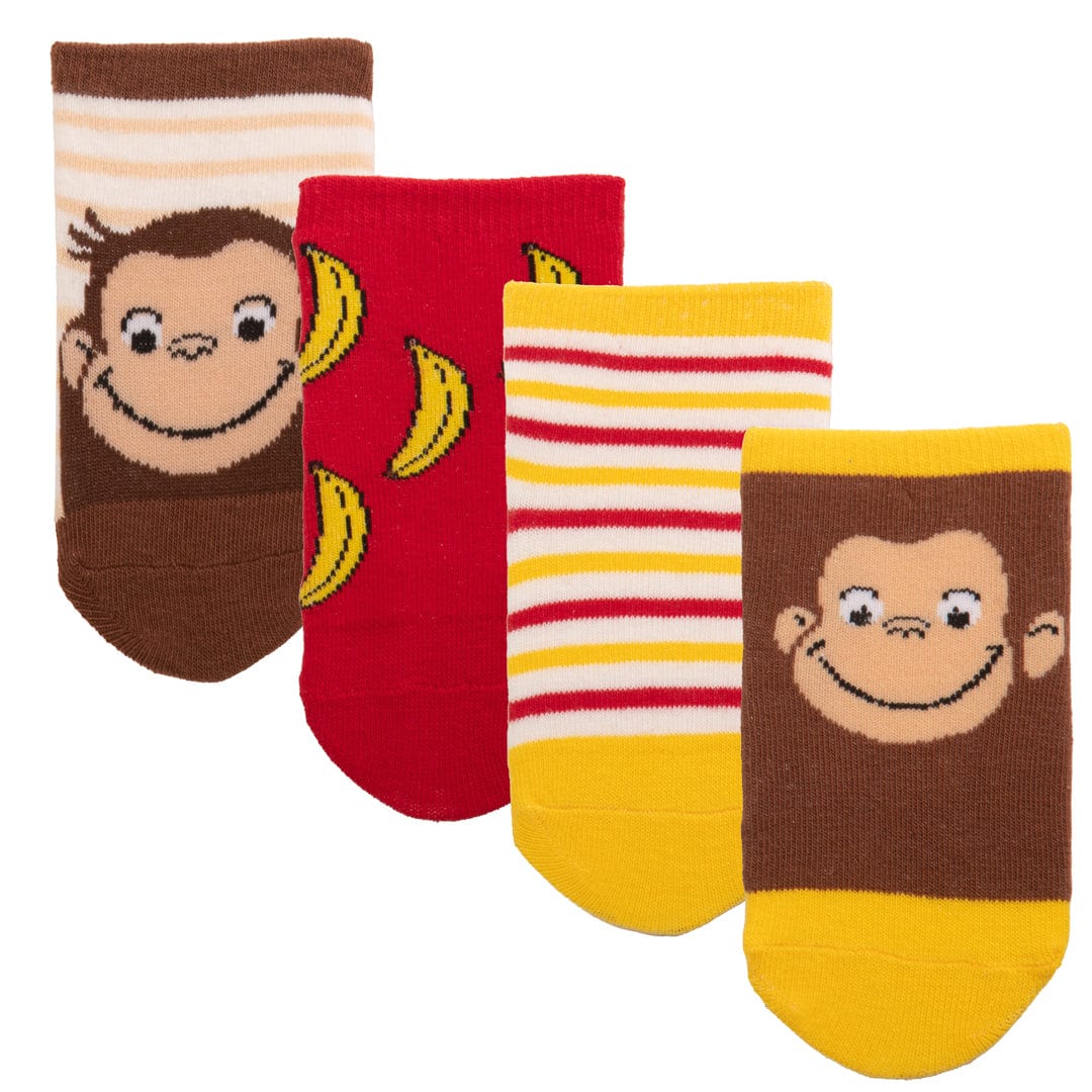 Curious George 4 Pack Socks Brown / Red / 0-12Months
