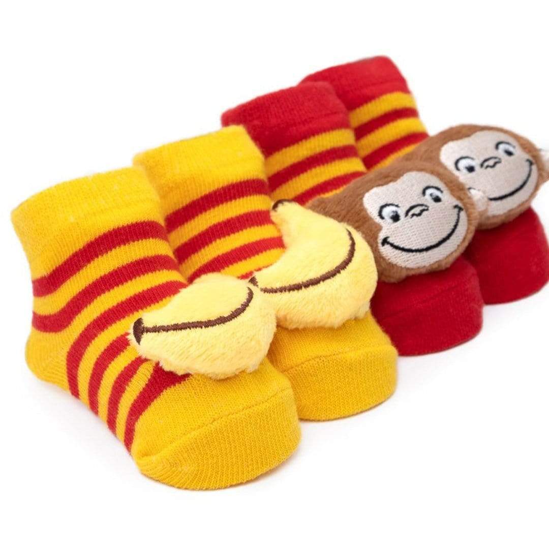 Curious George Pack of 2 Baby Booties Red and Yellow