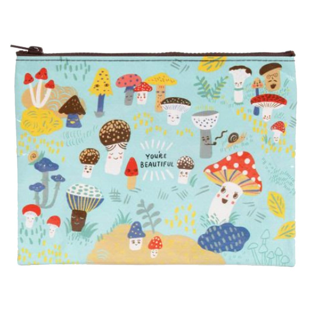 Cute Lil Mushrooms Zipper Pouch Blue