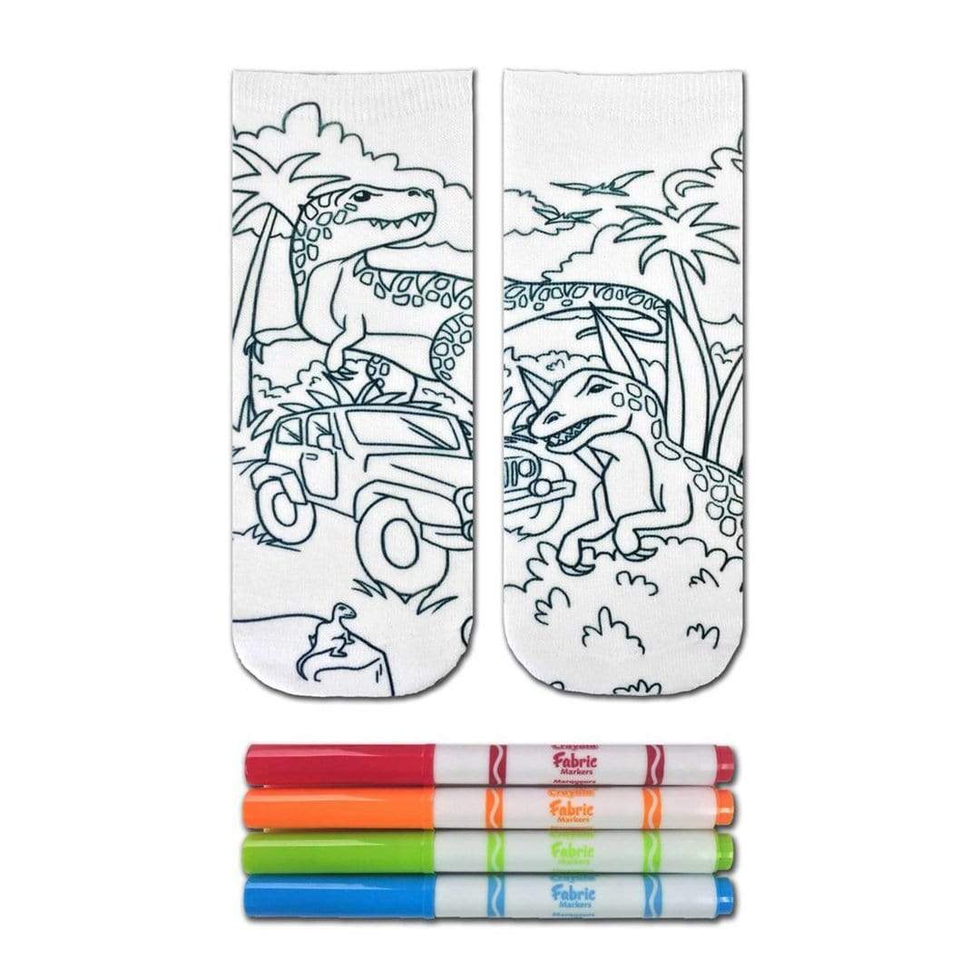 Dinosaur Color In Socks Ankle Sock White