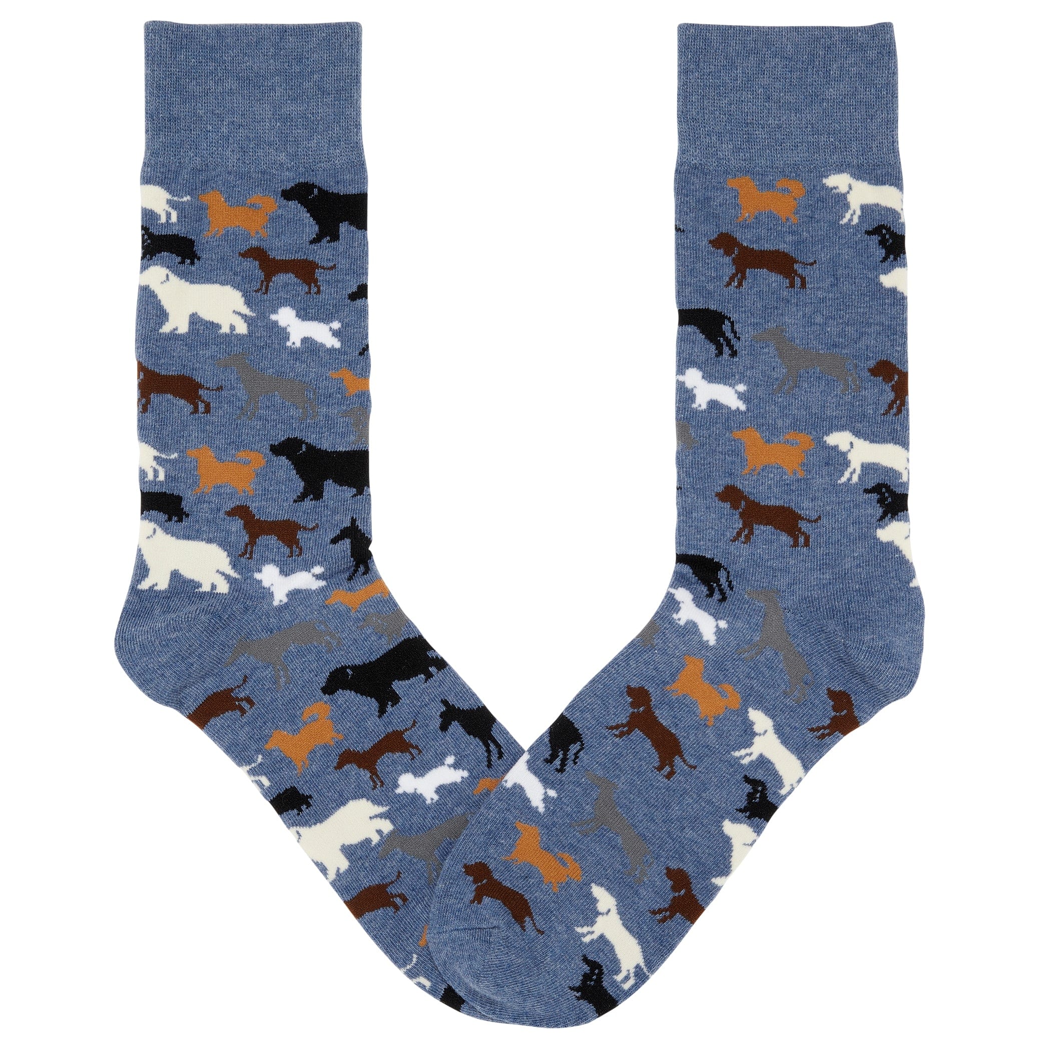 Dog Breeds Crew Socks Blue