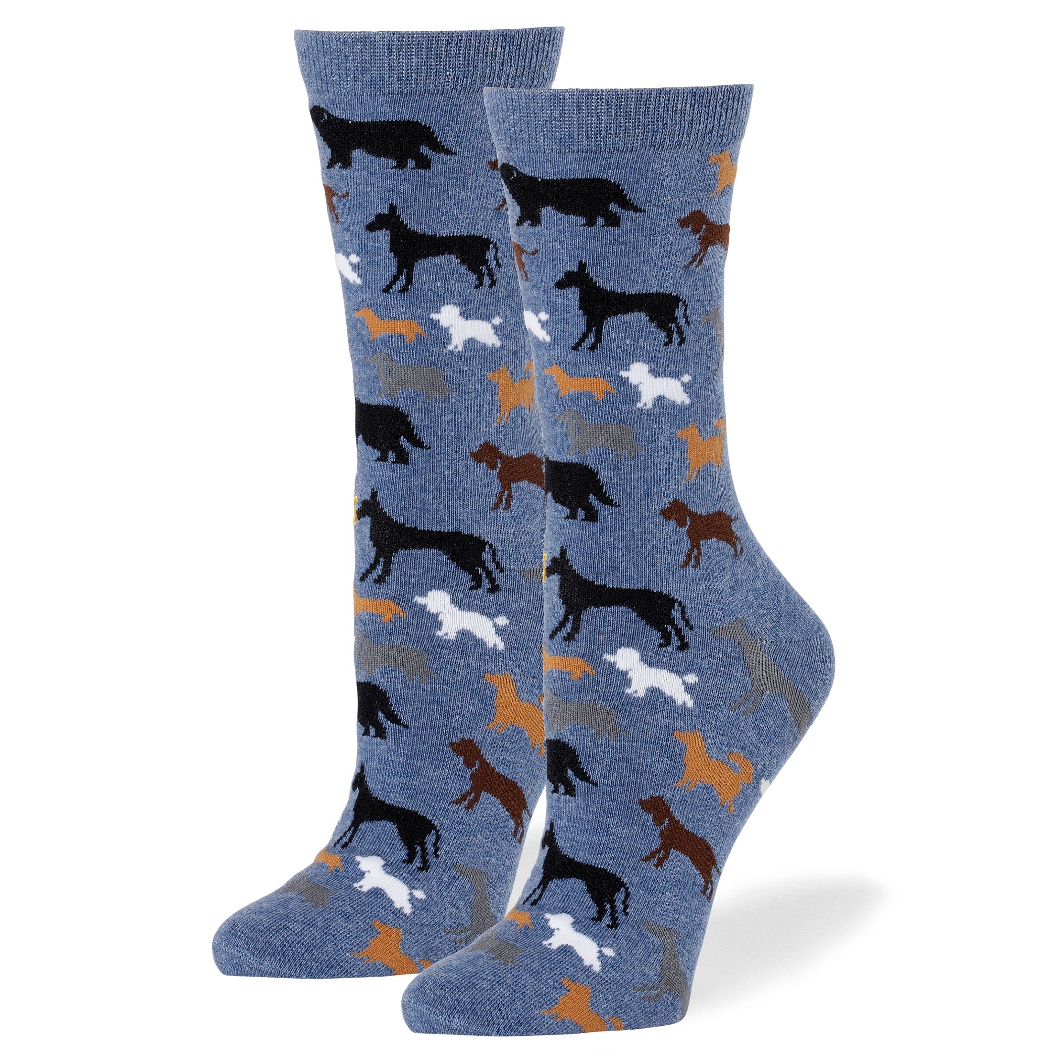 Dog Breeds Crew Socks Blue