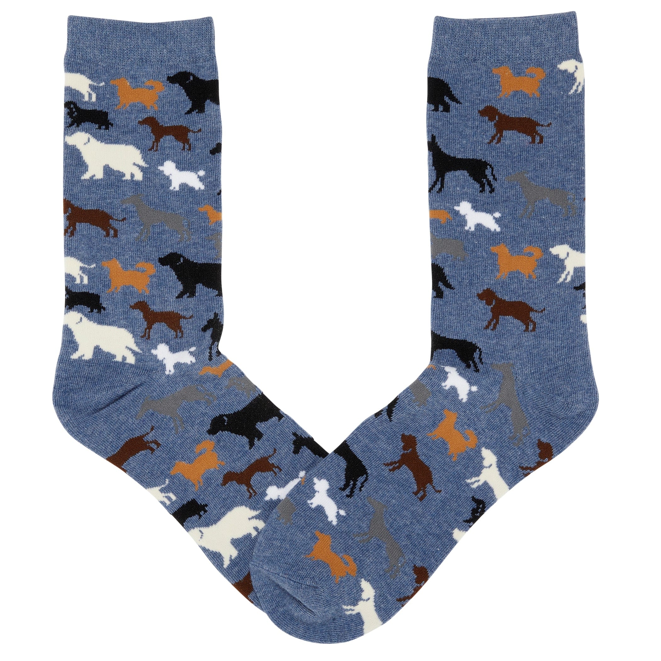 Dog Breeds Crew Socks Blue