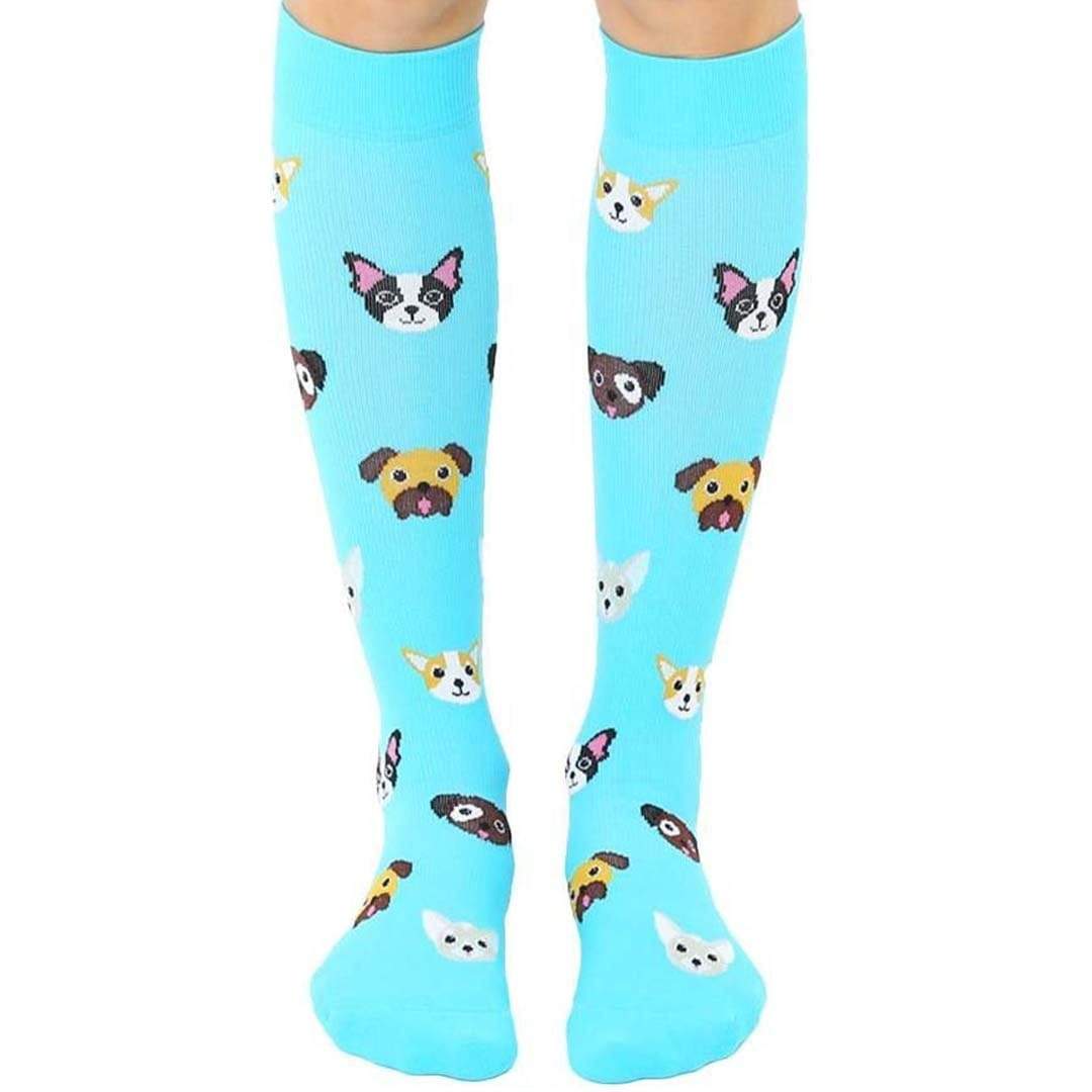 Dog Unisex Compression Knee High Sock Blue