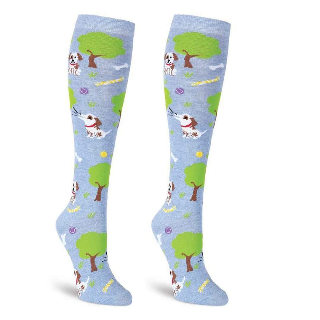 Dog Park Socks Women's Knee High Sock Blue