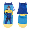 Down Syndrome Caped Superhero Boy Crew Sock Kids / Navy