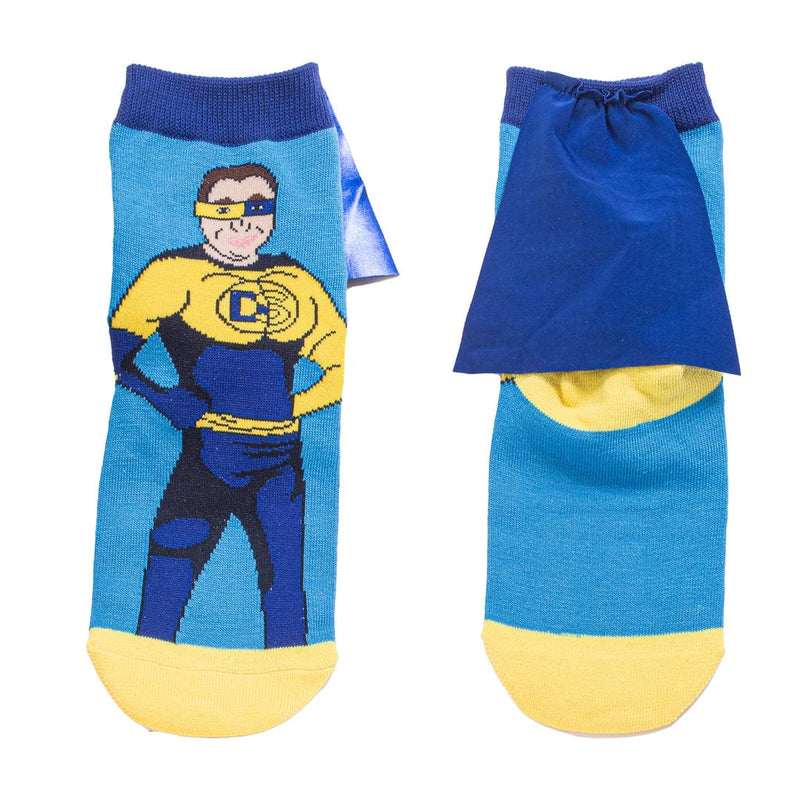 Down Syndrome Caped Superhero Boy Crew Sock Kids / Navy