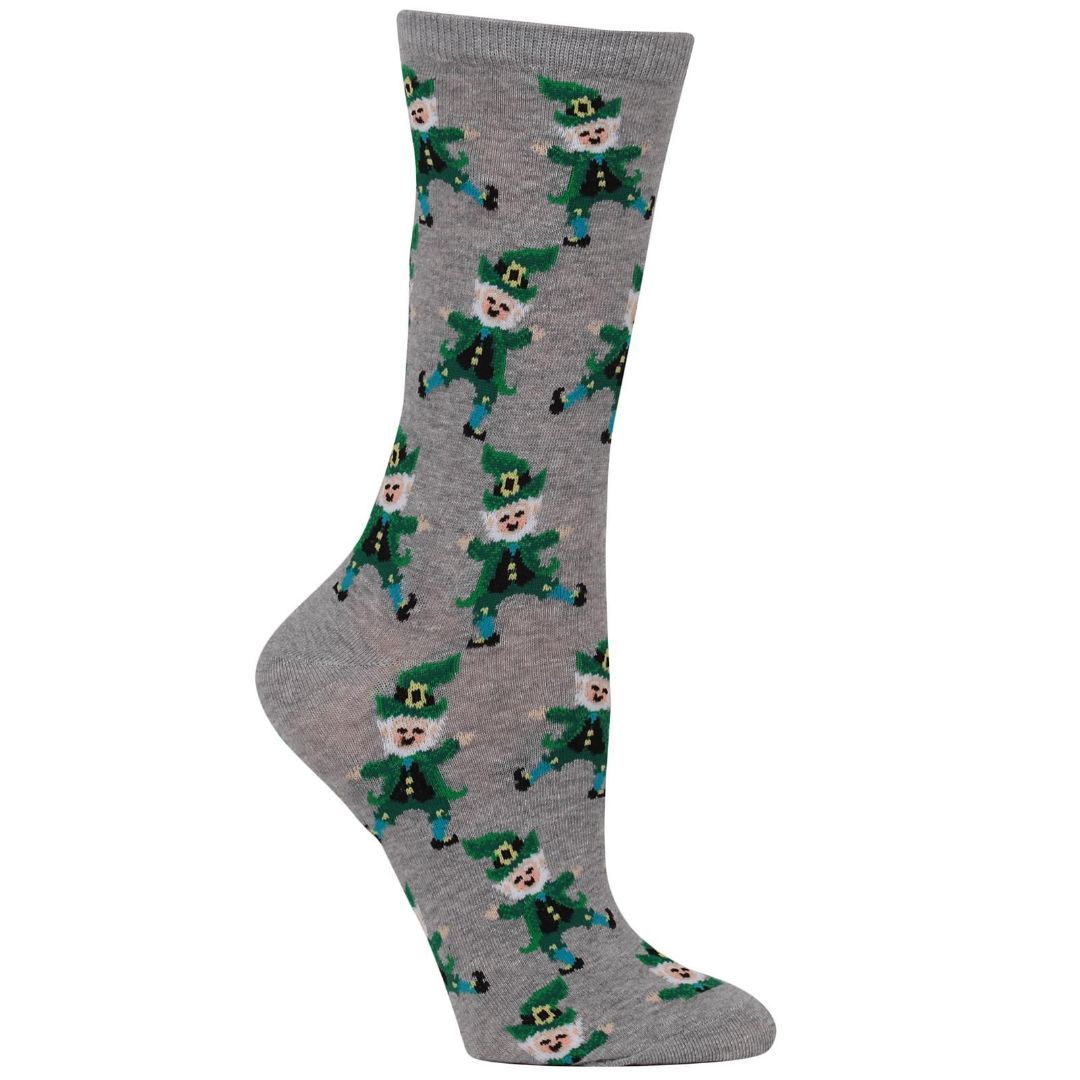 Dancing Leprechaun Socks Women's Crew Sock Grey