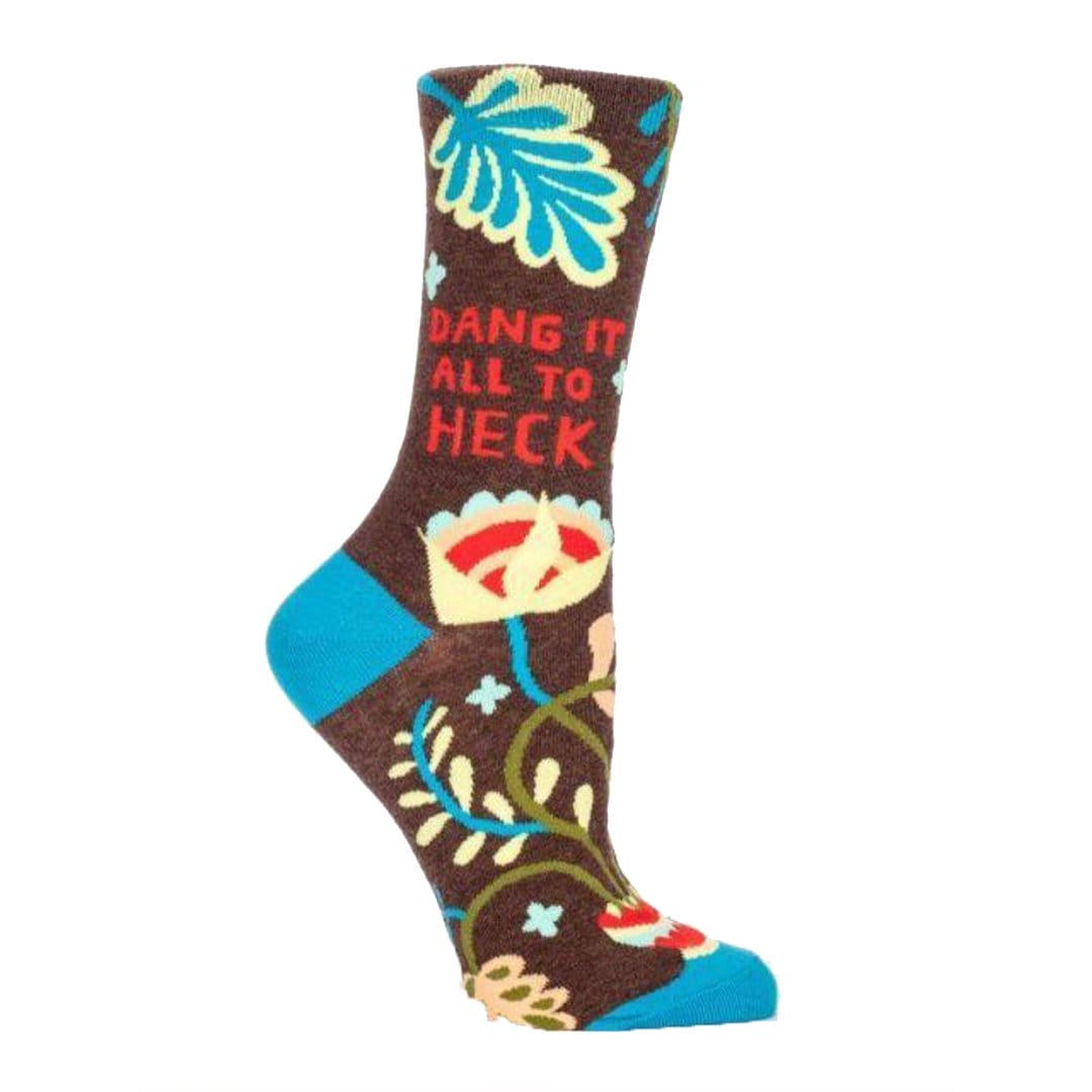 Dang It All To Heck Socks Women's Crew Sock brown