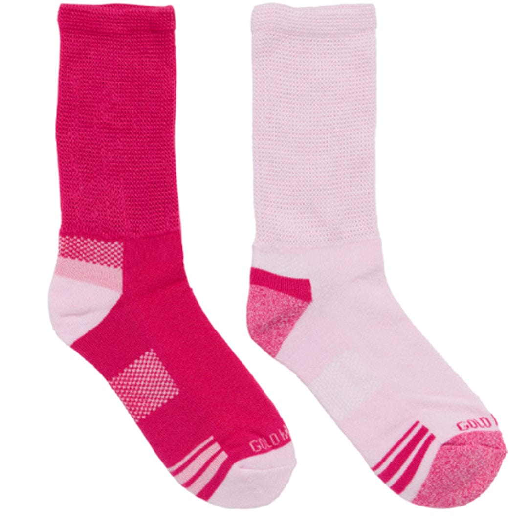 Diabetic Women's Athletic Cushion Crew Sock 2pk Hot pink