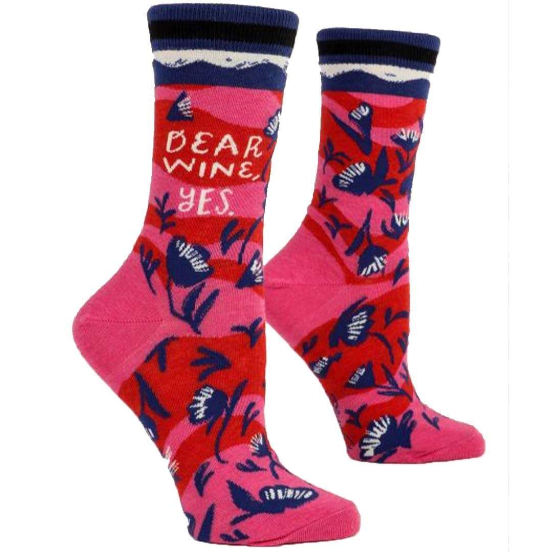 Dear Wine Yes Women's Crew Sock Pink